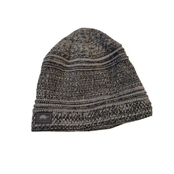 Turtle Fur Gray & Black Striped Acrylic & Polyester Beanie Unisex One Size - Picture 2 of 6